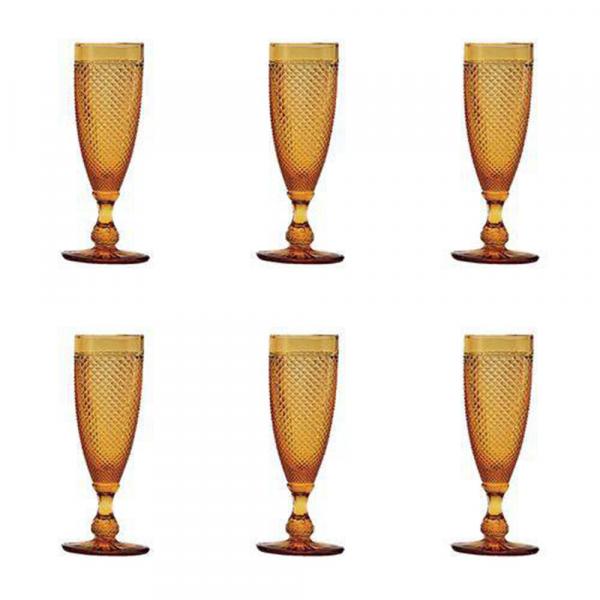 Conjunto de 6 Taças de Vidro Champagne 185ml Bico de Jaca Ambar Bon Gourmet - Rojemac