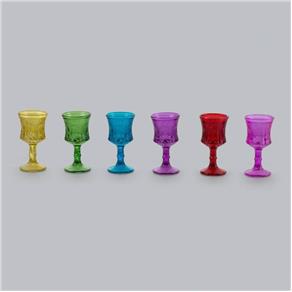 Conjunto de 6 Taças de Vidro Coloridas Bon Gourmet - Vermelho