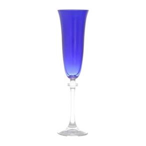 Conjunto de 6 Taças para Champagne em Vidro Alexandra Azul Bohemia - Azul Royal
