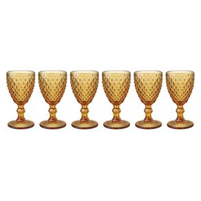 Conjunto de 6 Taças para Vinho Bico de Abacaxi - Âmbar - Inc