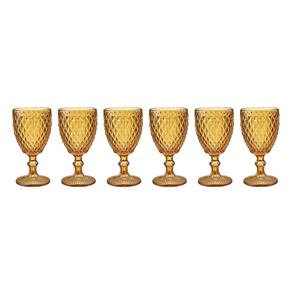 Conjunto de 6 Taças para Vinho Bico de Abacaxi - Âmbar - Inc