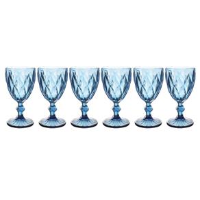 Conjunto de 6 Taças para Vinho Bico de Abacaxi - Azul - Inca