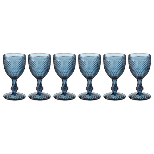 Conjunto de 6 Taças para Vinho Bico de Jaca - Azul - Incasa
