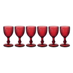 Conjunto de 6 Taças para Vinho Bico de Jaca - Vermelho - Inc