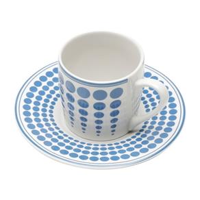 Conjunto de 6 Xícaras de Café com Pires Blue Dots Bon Gourmet - BRANCO