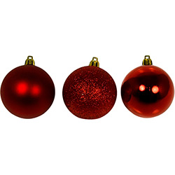 Tudo sobre 'Conjunto de Bolas de Natal Brilho Glitter e Fosca Vermelha 6cm 12 Peças - Orb Christmas'