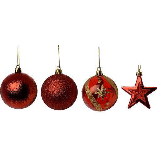 Conjunto de Bolas e Enfeites Vermelhos 24 Unidades - Orb Christmas