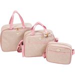Conjunto de Bolsas para Bebês Tutti Baby Clássica - Mala + Bolsa Grande + Bolsa Pequena - Bege/rosa