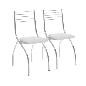 Conjunto de 2 Cadeiras 146 Napa Branco Cromado Móveis Carraro - Branco