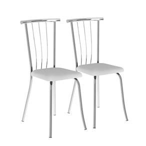 Conjunto de 2 Cadeiras 154 Napa Branco Cromado Móveis Carraro - Branco