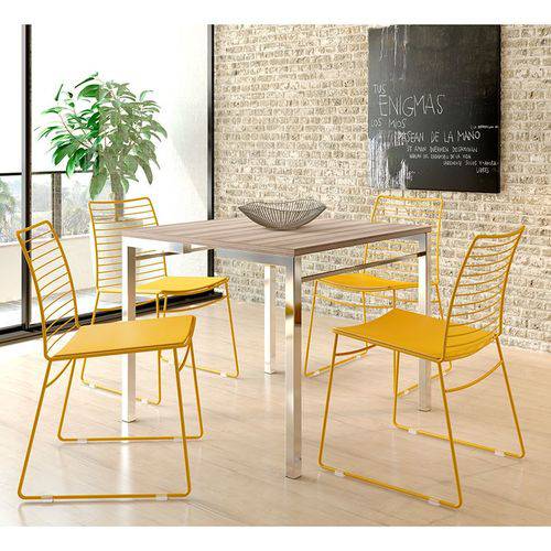 Tamanhos, Medidas e Dimensões do produto Conjunto de 2 Cadeiras 1712 – Carraro - Amarelo Ouro