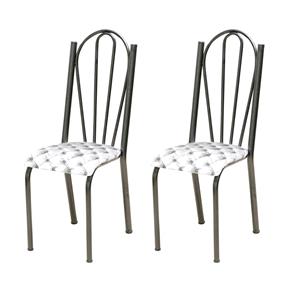 Conjunto de 2 Cadeiras Artefamol Ref021 - Cromo Preto/Capitone