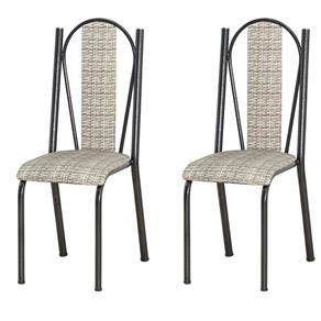 Conjunto de 2 Cadeiras Artefamol Ref028 - Cromo Preto/Rattan
