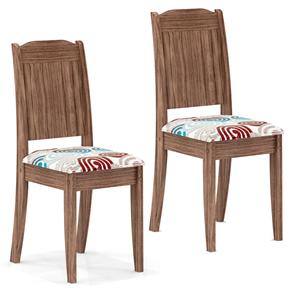 Conjunto de 2 Cadeiras Cimol Bárbara em Tecido Chenille - Cedro/Espiral