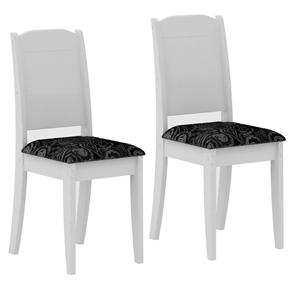 Conjunto de 2 Cadeiras Cimol Bárbara em Tecido Jacquard - Branco/Preto