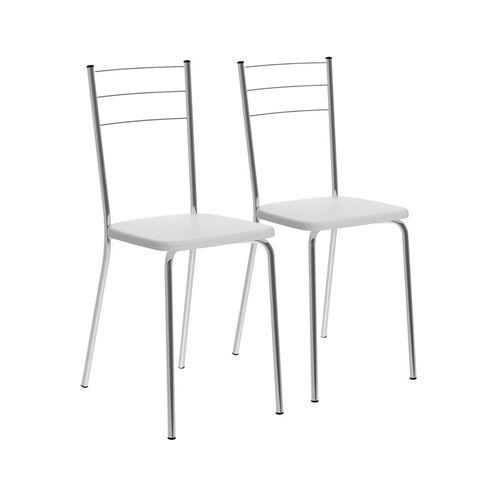 Conjunto de 2 Cadeiras Cromado 1703 Carraro Napa Branco
