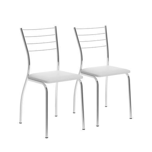 Conjunto de 2 Cadeiras Cromado 1700 Carraro Napa Branco