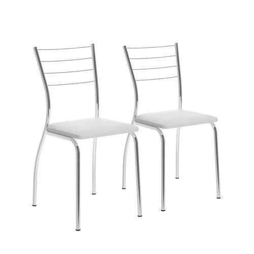 Conjunto de 2 Cadeiras Cromado 1700 Carraro Napa Branco