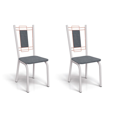 Conjunto de 2 Cadeiras Florença Cinza e Branco