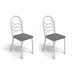 Conjunto de 2 Cadeiras Holanda Cinza e Branco