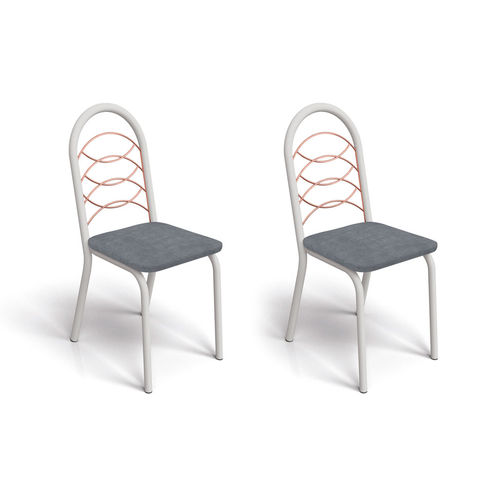 Conjunto de 2 Cadeiras Holanda Cinza e Branco