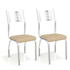 Conjunto de 2 Cadeiras Kappesberg Munique - Cromada/Nude
