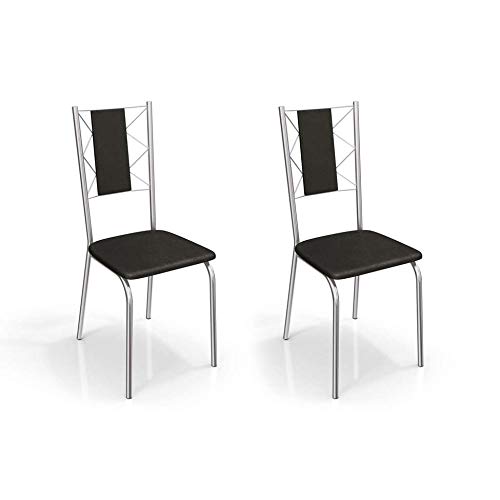 Conjunto de 2 Cadeiras Lisboa Cromada Preto