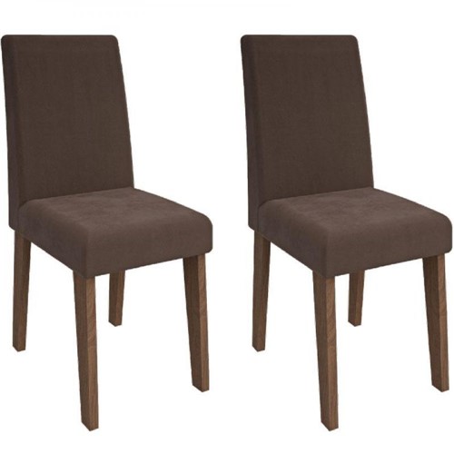 Conjunto de 2 Cadeiras Milena - Cimol - Savana / Chocolate
