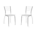 Conjunto de 2 Cadeiras Napa 1700 – Carraro - Branco / Cromada