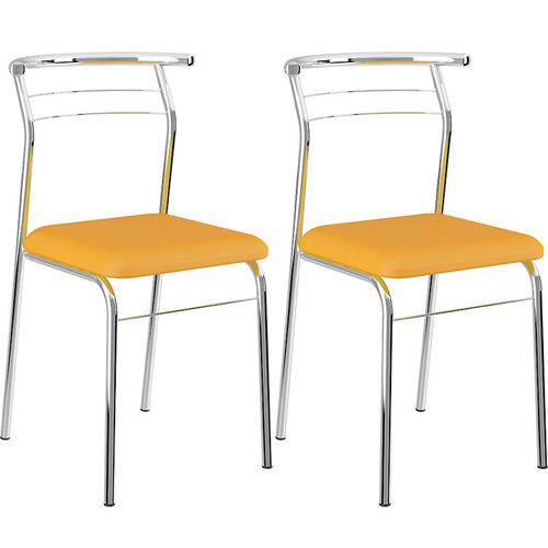 Conjunto de 2 Cadeiras Napa Cromado 1708 – Carraro - Amarelo Ouro