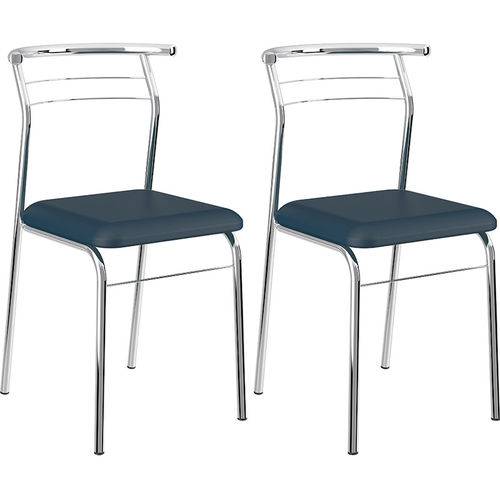 Tamanhos, Medidas e Dimensões do produto Conjunto de 2 Cadeiras Napa Cromado 1708 – Carraro - Azul Noturno