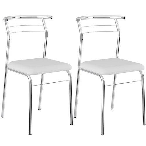 Conjunto de 2 Cadeiras Napa Cromado 1708 – Carraro - Branco