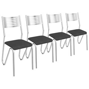 Conjunto de Cadeiras Napoles 4 Peças C045 Crome - PRETO