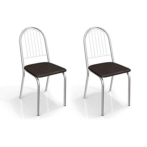 Conjunto de 2 Cadeiras Noruega Cromada Preto