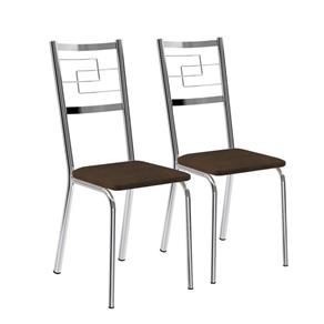 Conjunto de Cadeiras 2 Peças Cromado e 1722 Móveis Carraro - MARROM CACAU