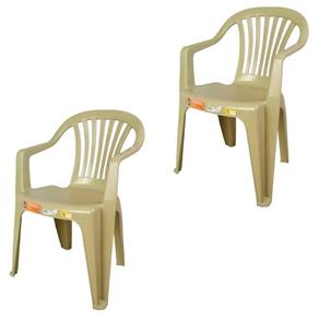 Conjunto de 2 Cadeiras Plásticas Poltrona Bege - Antares