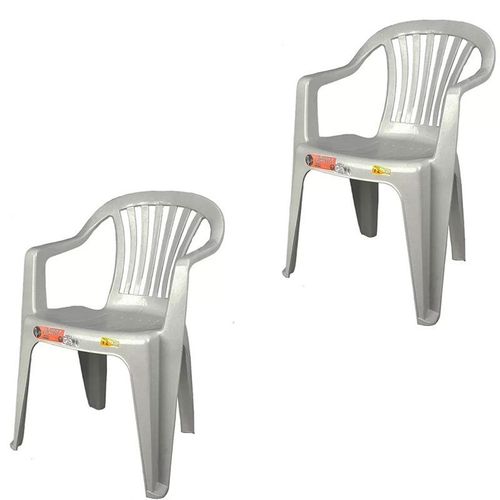 Conjunto de 2 Cadeiras Plásticas Poltrona Branca - Antares