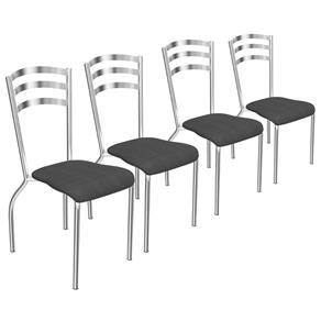 Conjunto de Cadeiras Portugal 4 Peças C007 Crome - PRETO