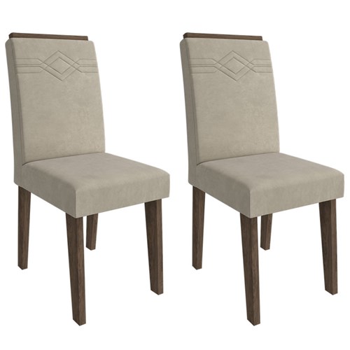 Conjunto de 2 Cadeiras Tais com Moldura-Cimol - Marrocos / Suede Bege