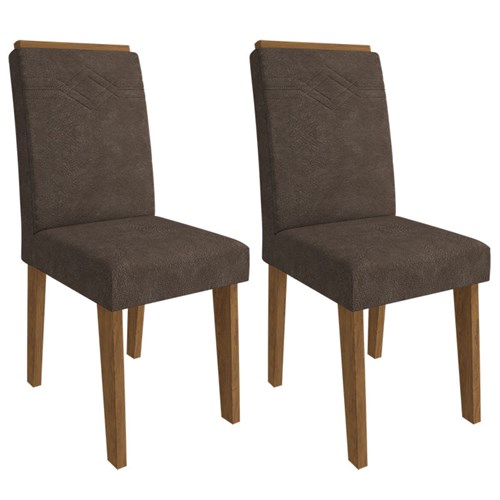 Conjunto de 2 Cadeiras Tais com Moldura-Cimol - Savana / Cacau
