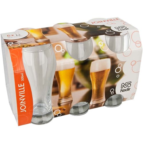Conjunto de Copos Cerveja 300Ml Joinville 6 Peças - Nadir - Transparente