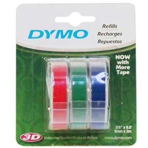 Conjunto de Fita Dymo Poliéster para Rotulador Manual 9mmx3m – Azul/Verde/Vermelho