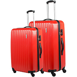 Conjunto de Malas 2 Peças (M e G) Vermelho em ABS e Cadeado Embutido - Travel Max