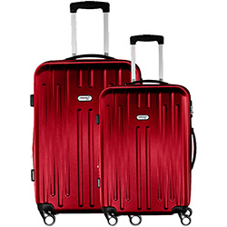 Conjunto de Malas 2 Peças (P e M) Vermelha em ABS e Cadeado Embutido - Travel Max
