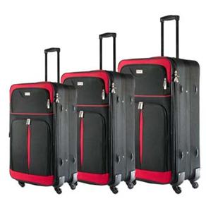 Conjunto de Malas Travel Max com 3 Peças P/M/G e Giro 360º - Preto/Vermelho