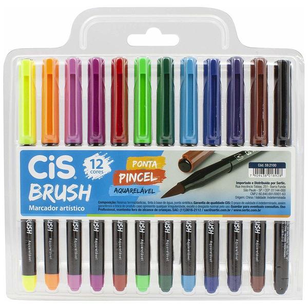 Conjunto de Marcador Artístico Brush Pen - 12 Cores - Cis