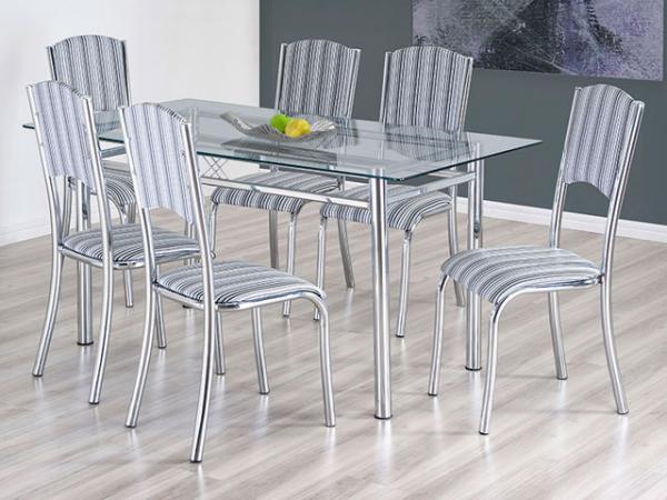 Conjunto de Mesa Aço Cromado com 6 Cadeiras - Design Final Plus/Elegance