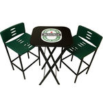 Conjunto de Mesa Bar Bistrô Linha Beer Com 2 Banquetas Verdes