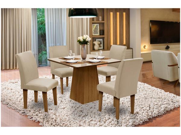 Conjunto de Mesa com 4 Cadeiras Estofadas - Dobuê Movelaria Florença
