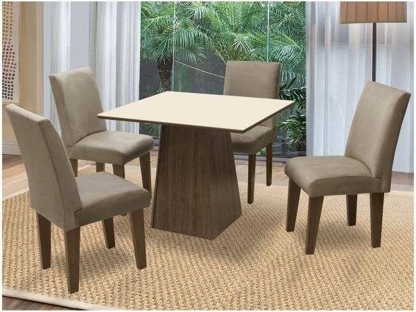 Conjunto de Mesa com 4 Cadeiras Estofadas - Dobuê Movelaria Florença